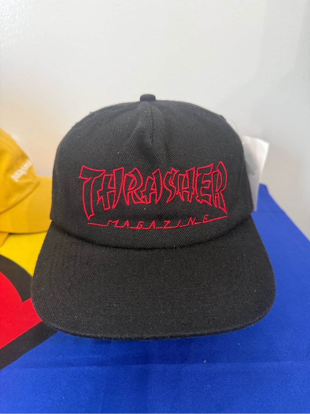 Thrasher Black Hat with Red Logo Embroidery